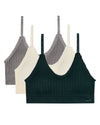 3 Pack Women's Seamless Ribbed Ruffle-Trim Tag-Free Padded Bras