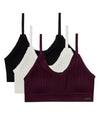 3 Pack Women's Seamless Ribbed Ruffle-Trim Tag-Free Padded Bras