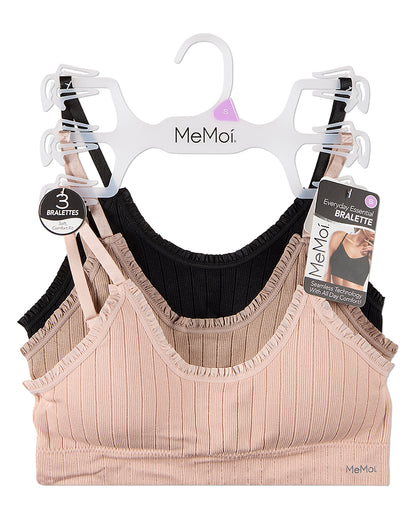 3 Pack Women's Seamless Ribbed Ruffle-Trim Tag-Free Padded Bras