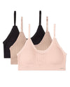 3 Pack Women's Seamless Ribbed Ruffle-Trim Tag-Free Padded Bras