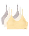 3 Pack Women's Seamless Ribbed Ruffle-Trim Tag-Free Padded Bras