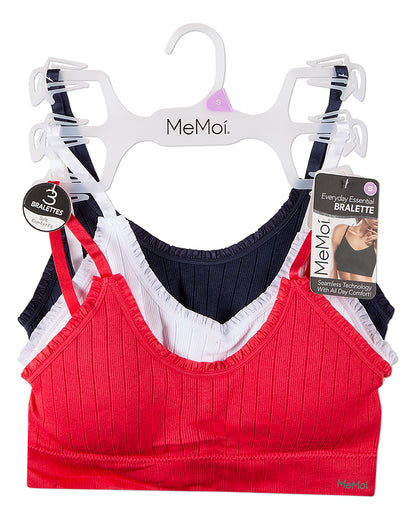 3 Pack Women's Seamless Ribbed Ruffle-Trim Tag-Free Padded Bras