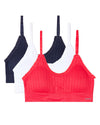 3 Pack Women's Seamless Ribbed Ruffle-Trim Tag-Free Padded Bras