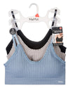 3 Pack Women's Seamless Ribbed Ruffle-Trim Tag-Free Padded Bras