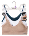 3 Pack Women's Seamless Ribbed Ruffle-Trim Tag-Free Padded Bras