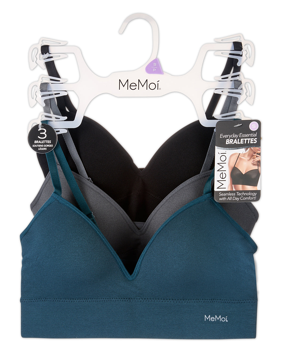 3 Pack Women's Seamless Tag-Free Bras with Built-In Cup Lining