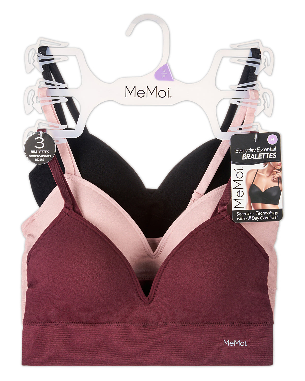 3 Pack Women's Seamless Tag-Free Bras with Built-In Cup Lining