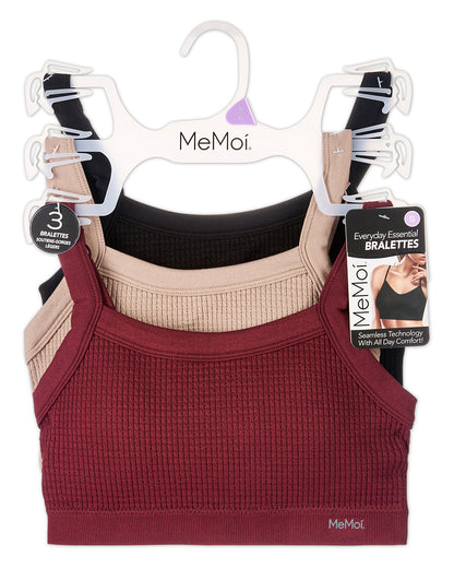 3-Pack Women's Seamless Waffle-Knit Tag-Free Pullover Wireless Bras