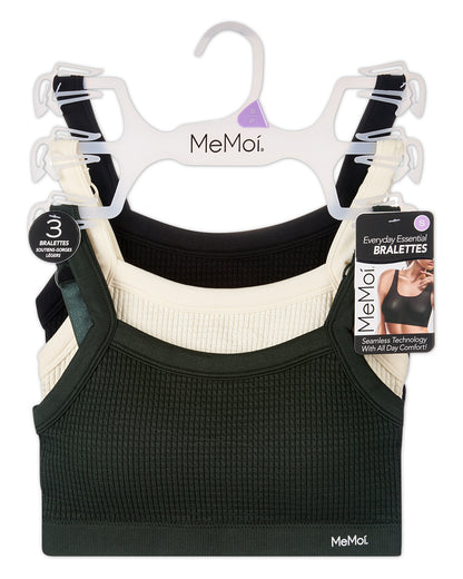 3-Pack Women's Seamless Waffle-Knit Tag-Free Pullover Wireless Bras