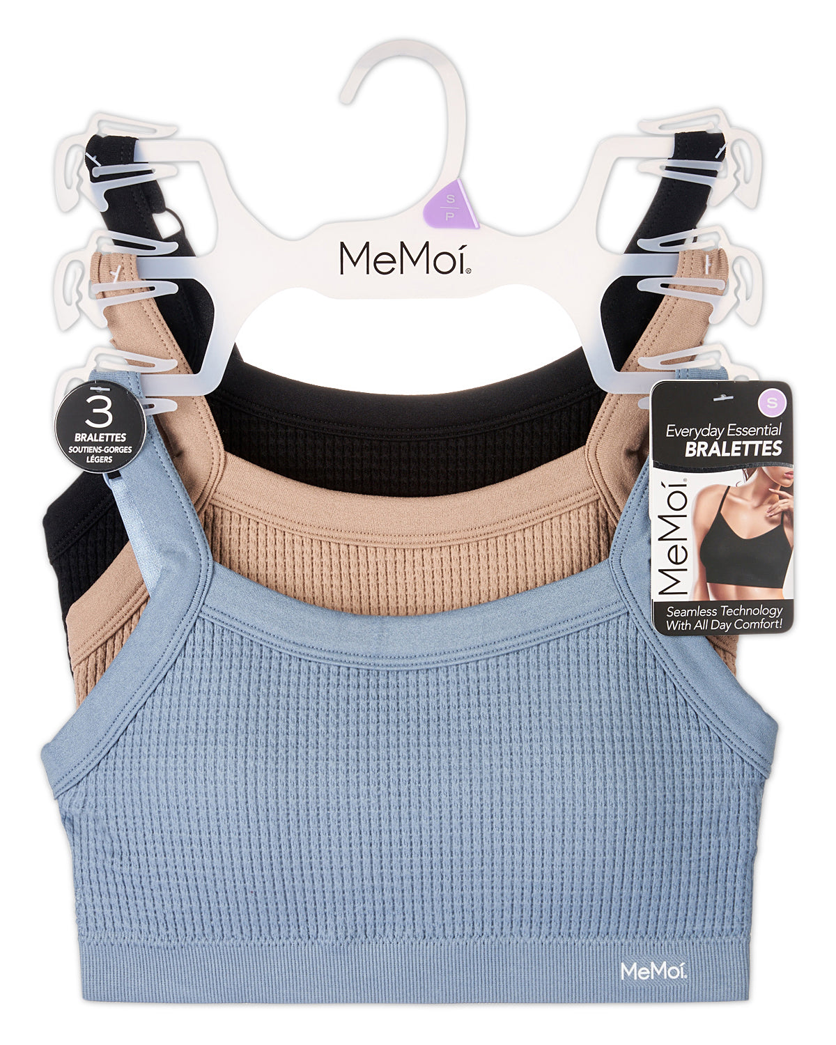 3-Pack Women's Seamless Waffle-Knit Tag-Free Pullover Wireless Bras