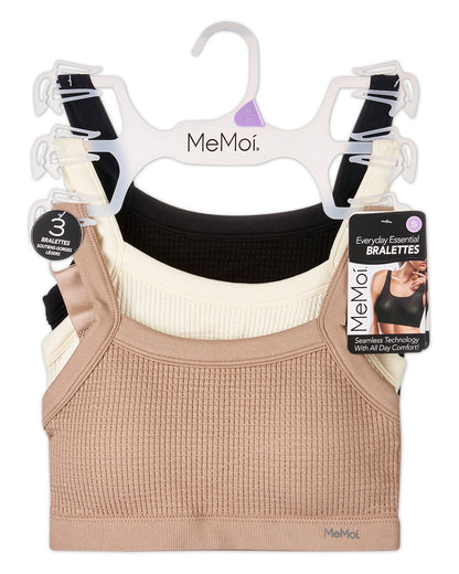 3-Pack Women's Seamless Waffle-Knit Tag-Free Pullover Wireless Bras