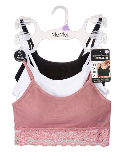 3-Pack Women's Seamless Lace-Bottom-Edge Tag-Free Wireless Bras