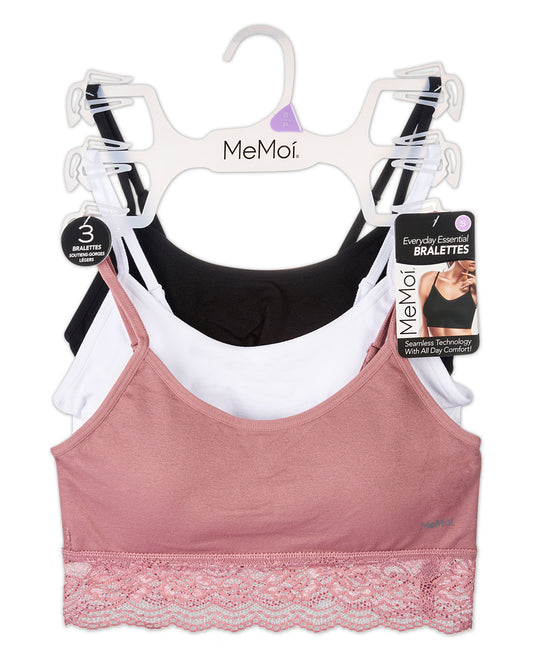 3-Pack Women's Seamless Lace-Bottom-Edge Tag-Free Wireless Bras