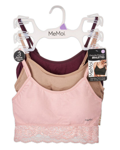3-Pack Women's Seamless Lace-Bottom-Edge Tag-Free Wireless Bras