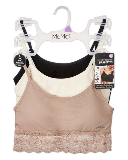 3-Pack Women's Seamless Lace-Bottom-Edge Tag-Free Wireless Bras