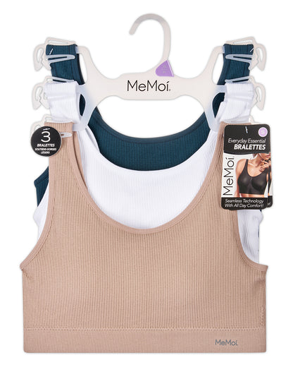 3-Pack Women's Seamless Pin-Rib Pullover Tag-Free Wireless Bras