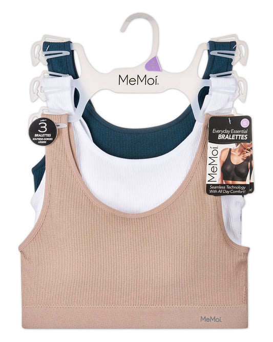 3-Pack Women's Seamless Pin-Rib Pullover Tag-Free Wireless Bras