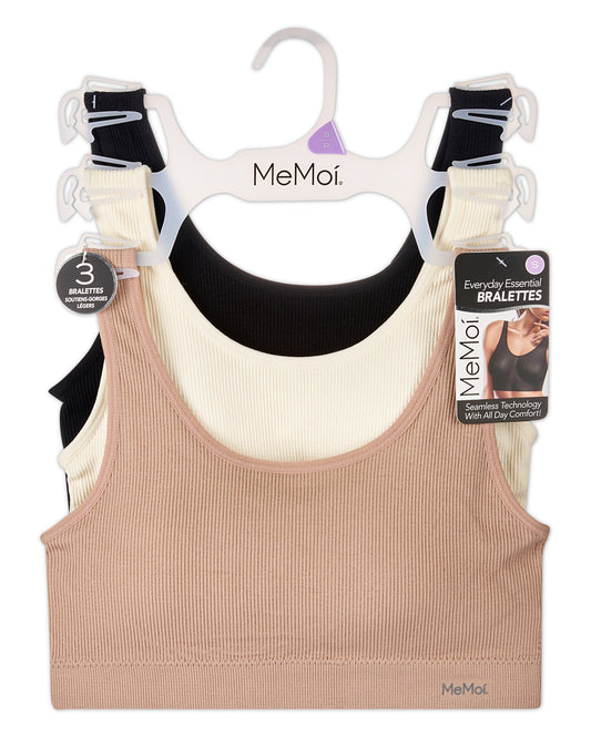 3-Pack Women's Seamless Pin-Rib Pullover Tag-Free Wireless Bras