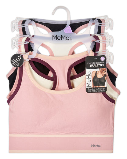3-Pack Women's Seamless Contrast-Trim Racerback Tag-Free Wireless Bras