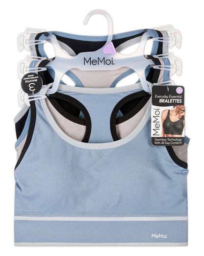 3-Pack Women's Seamless Contrast-Trim Racerback Tag-Free Wireless Bras