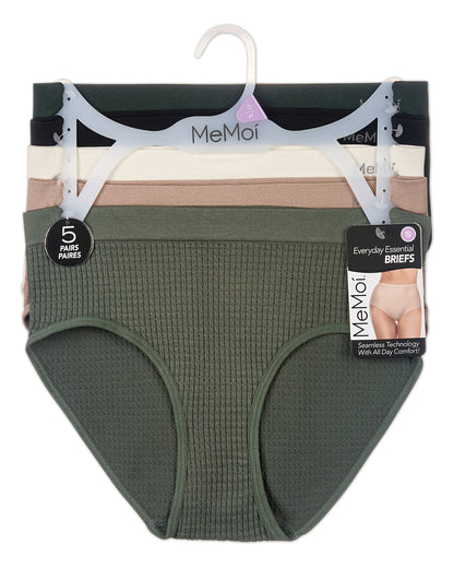 5 Pair Women's Seamless Waffle-Knit Multi-Solid Tag-Free Briefs