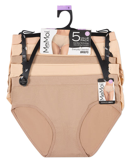 5 Pair Women's Seamless Solid-Color Tag-Free Brief Panties