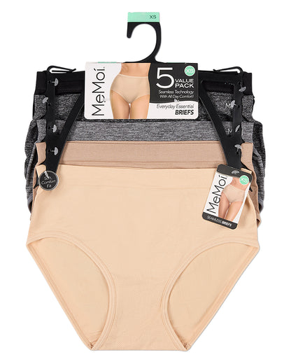 5 Pair Women's Seamless Solid-Color Tag-Free Brief Panties