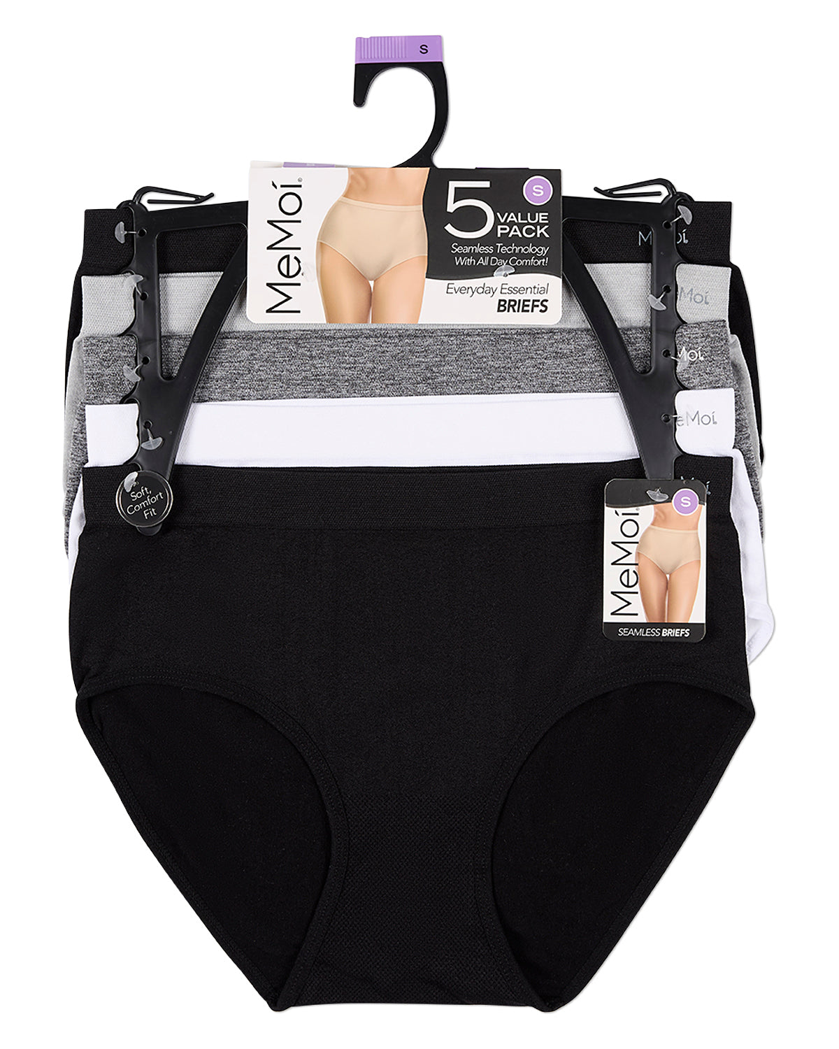 5 Pair Women's Seamless Solid-Color Tag-Free Brief Panties