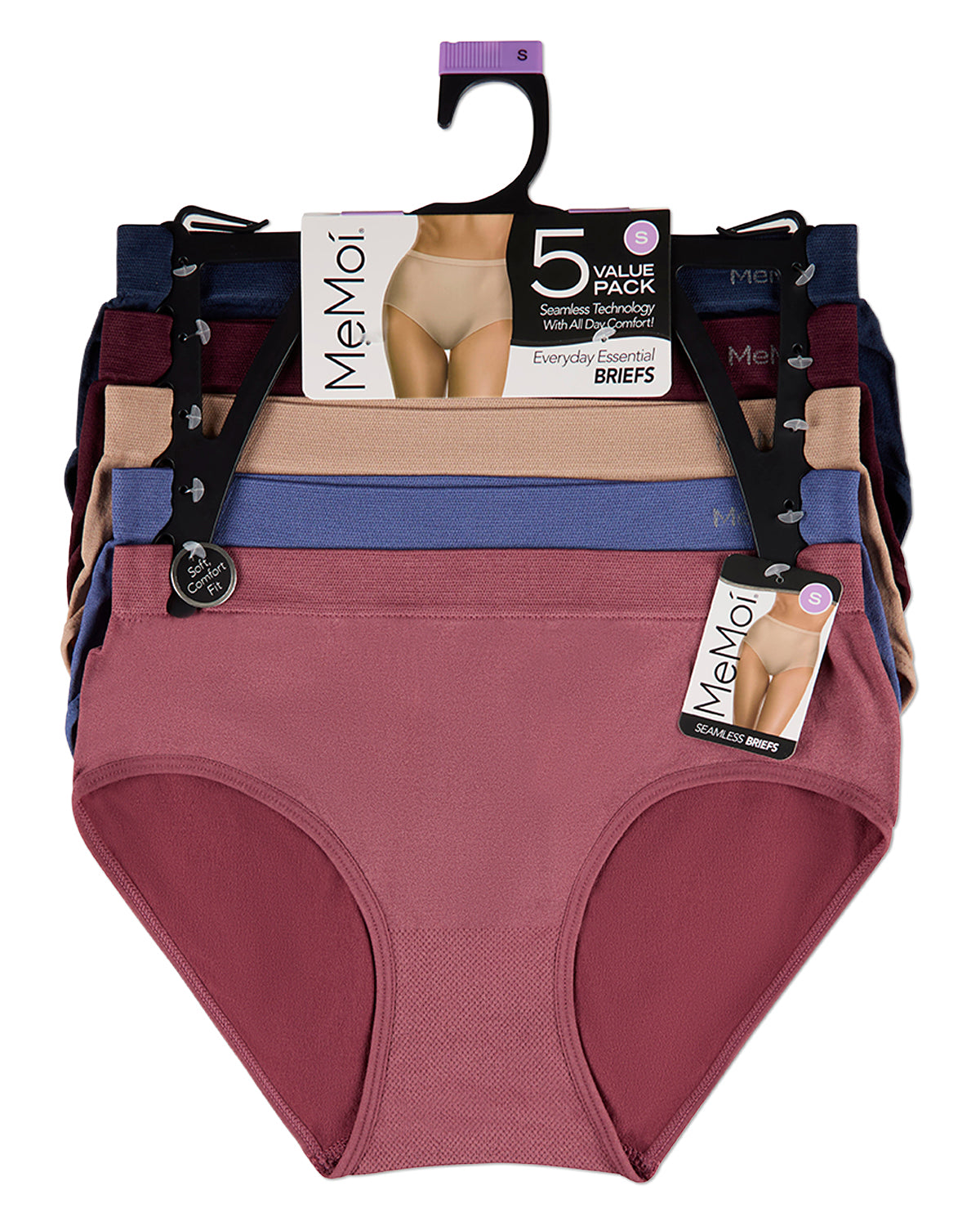 5 Pair Women's Seamless Solid-Color Tag-Free Brief Panties
