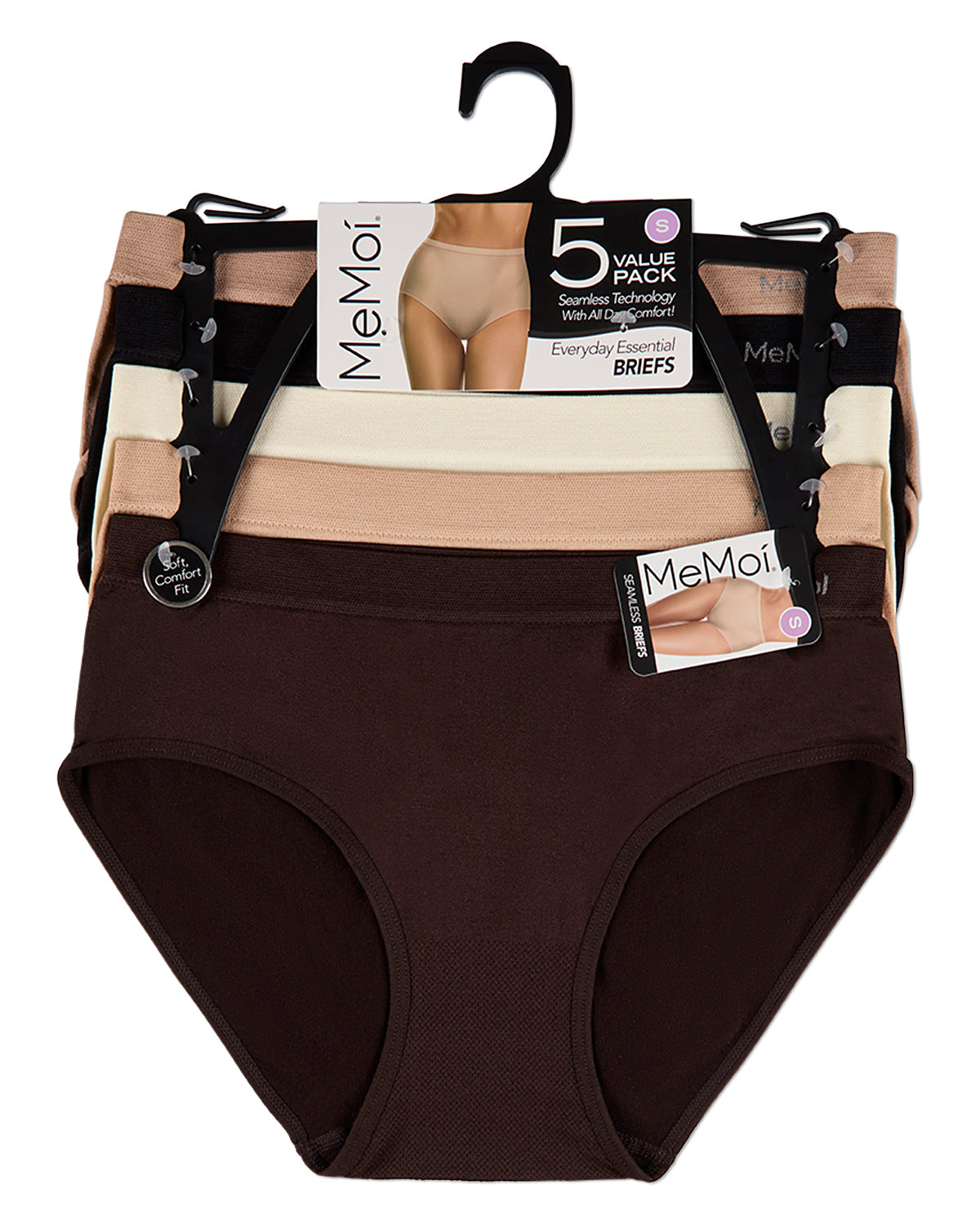 5 Pair Women's Seamless Solid-Color Tag-Free Brief Panties