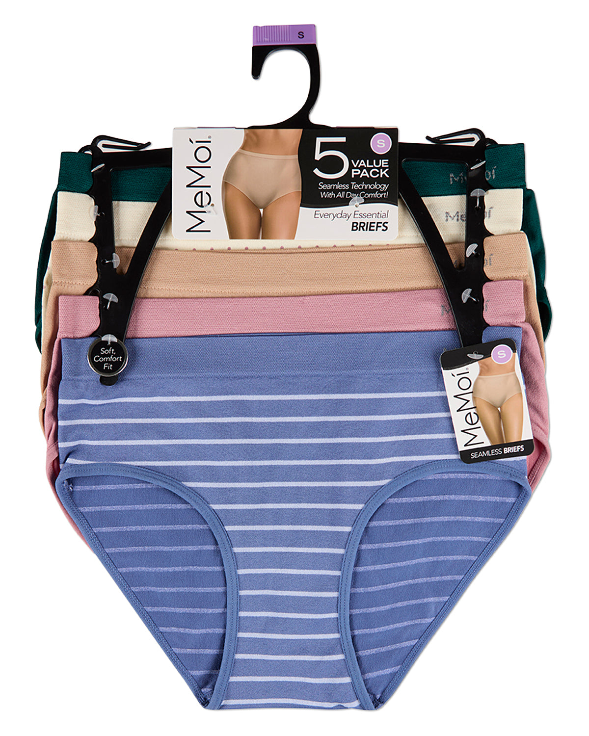 5 Pair Women's Seamless Solid-Color Tag-Free Brief Panties