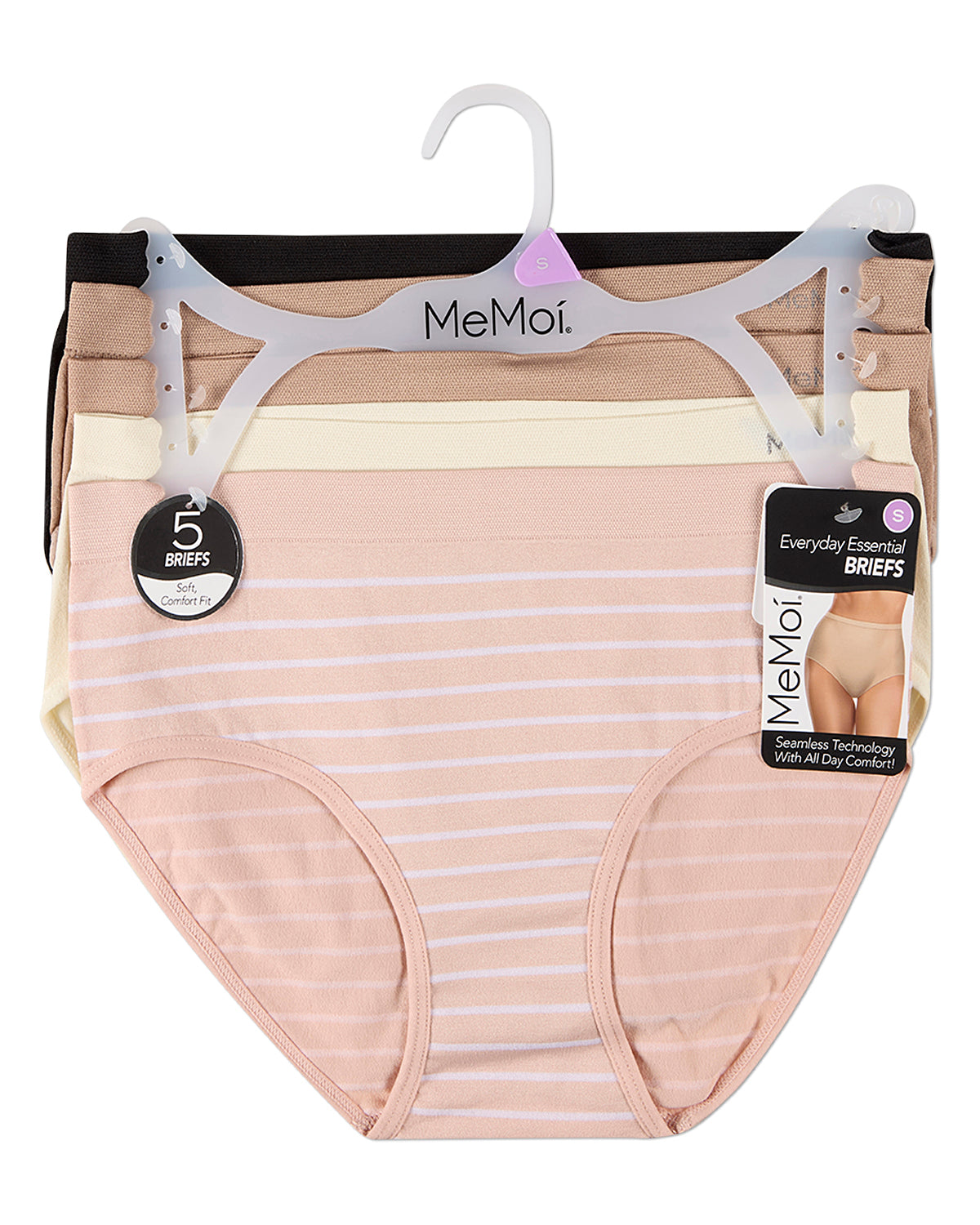 5 Pair Women's Seamless Solid-Color Tag-Free Brief Panties