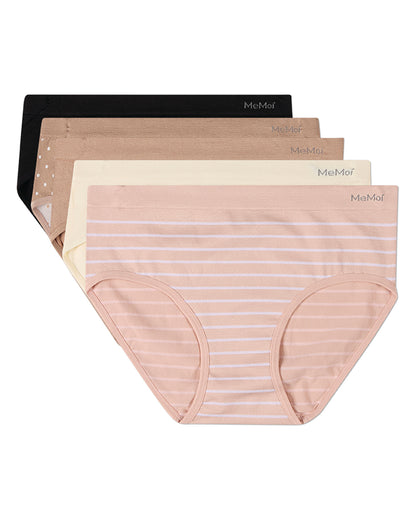 5 Pair Women's Seamless Solid-Color Tag-Free Brief Panties