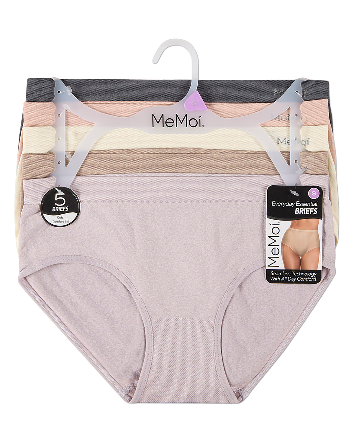 5 Pair Women's Seamless Solid-Color Tag-Free Brief Panties