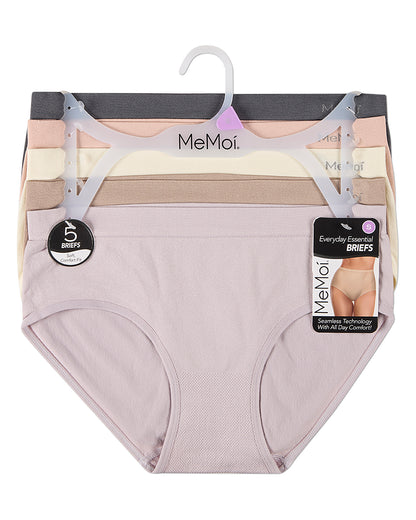 5 Pair Women's Seamless Solid-Color Tag-Free Brief Panties