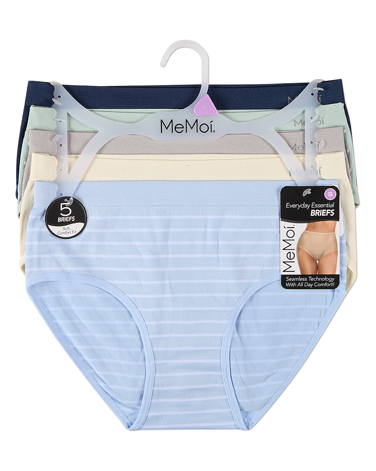 5 Pair Women's Seamless Solid-Color Tag-Free Brief Panties