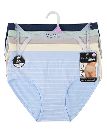 5 Pair Women's Seamless Solid-Color Tag-Free Brief Panties