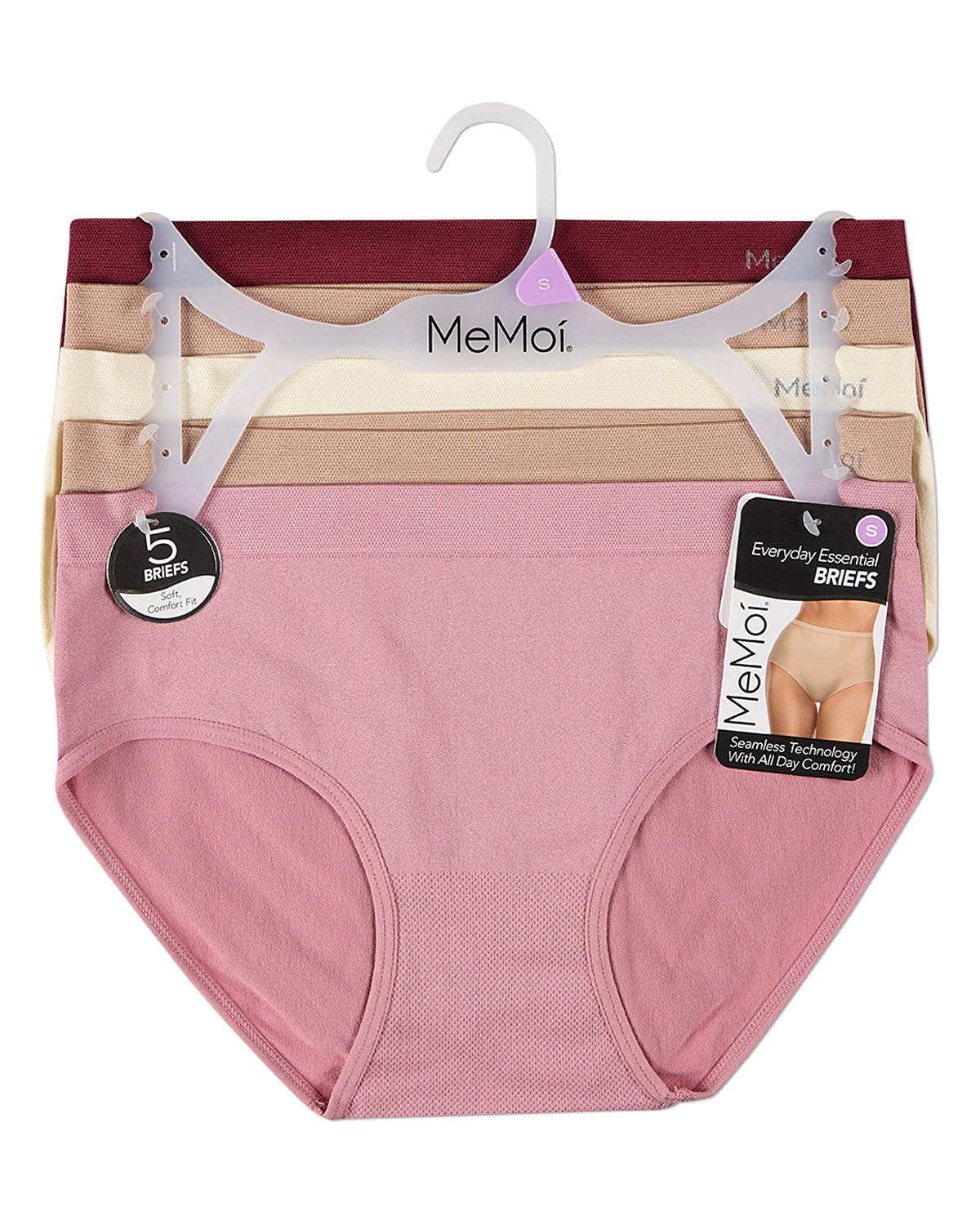5 Pair Women's Seamless Solid-Color Tag-Free Brief Panties