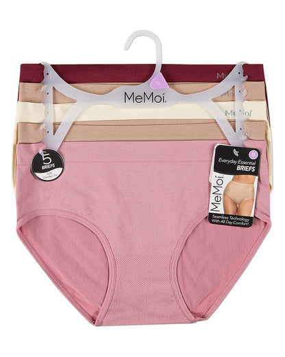 5 Pair Women's Seamless Solid-Color Tag-Free Brief Panties
