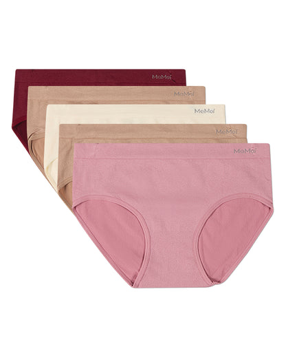 5 Pair Women's Seamless Solid-Color Tag-Free Brief Panties