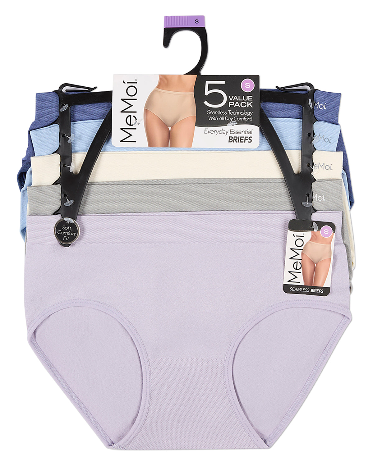 5 Pair Women's Seamless Solid-Color Tag-Free Brief Panties