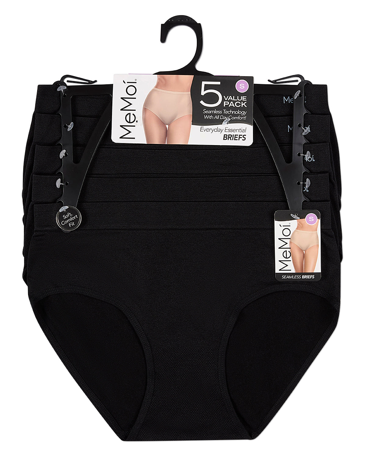 5 Pair Women's Seamless Solid-Color Tag-Free Brief Panties