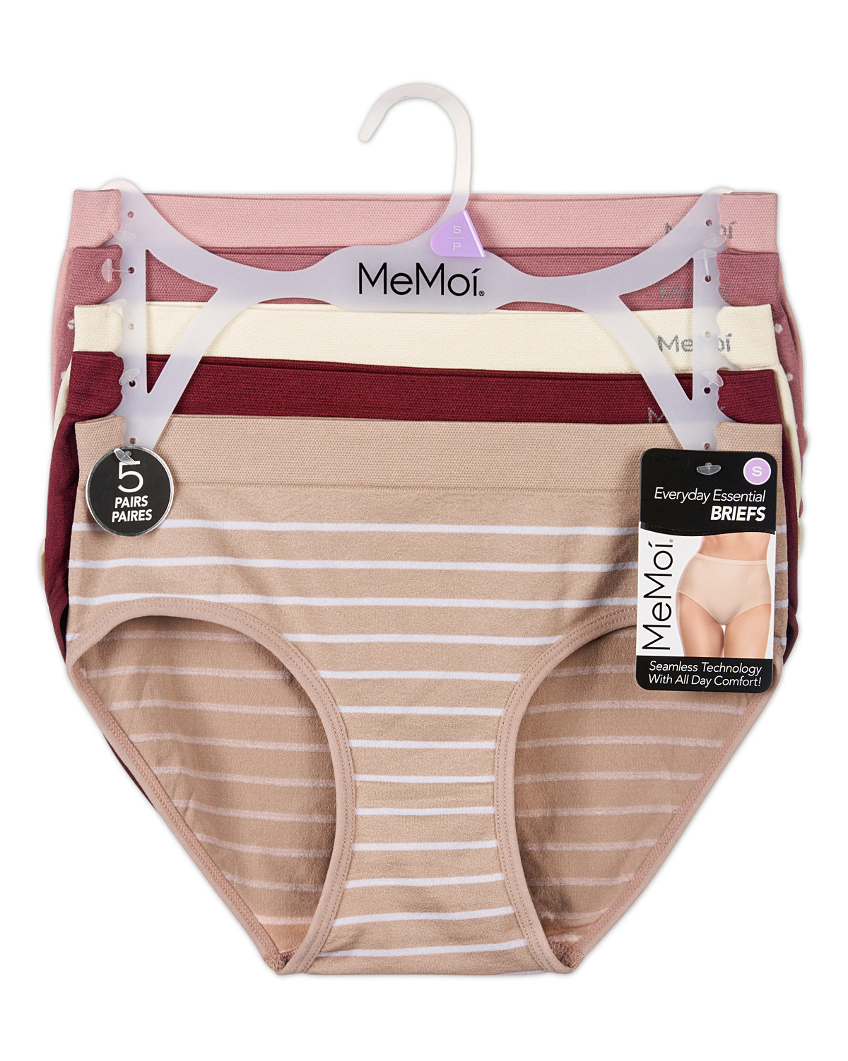 5 Pair Women's Seamless Solid-Color Tag-Free Brief Panties