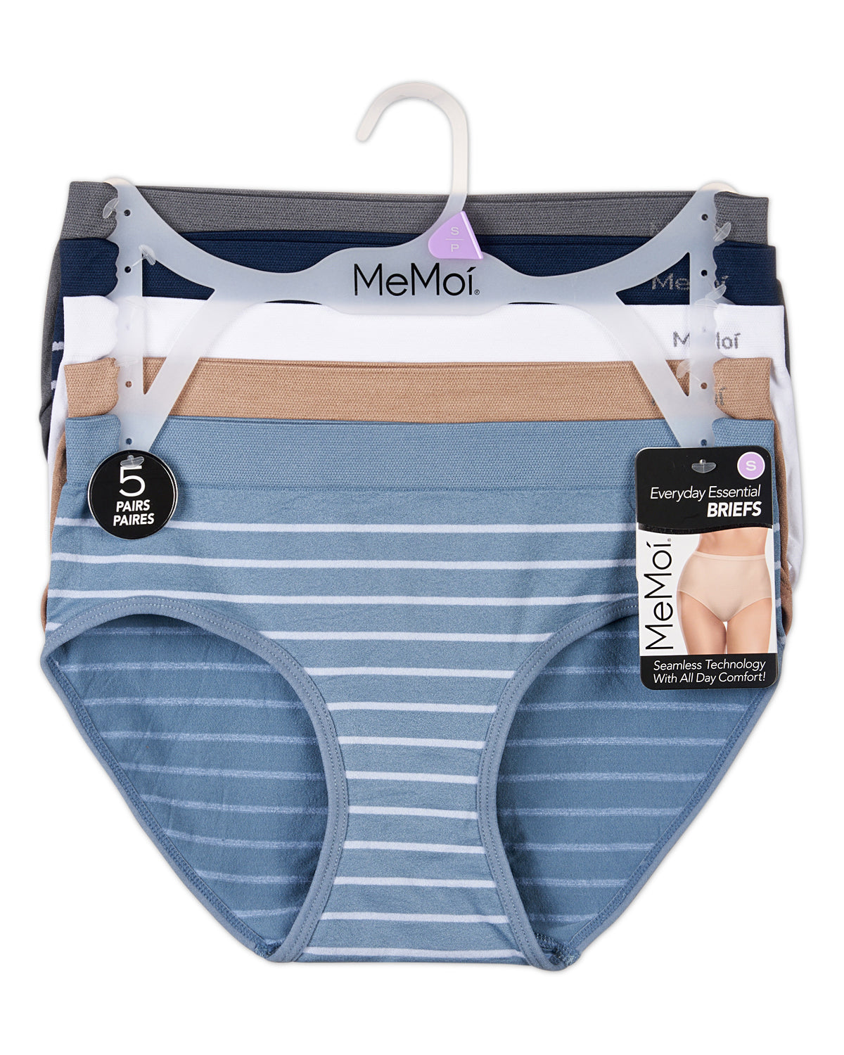 5 Pair Women's Seamless Solid-Color Tag-Free Brief Panties