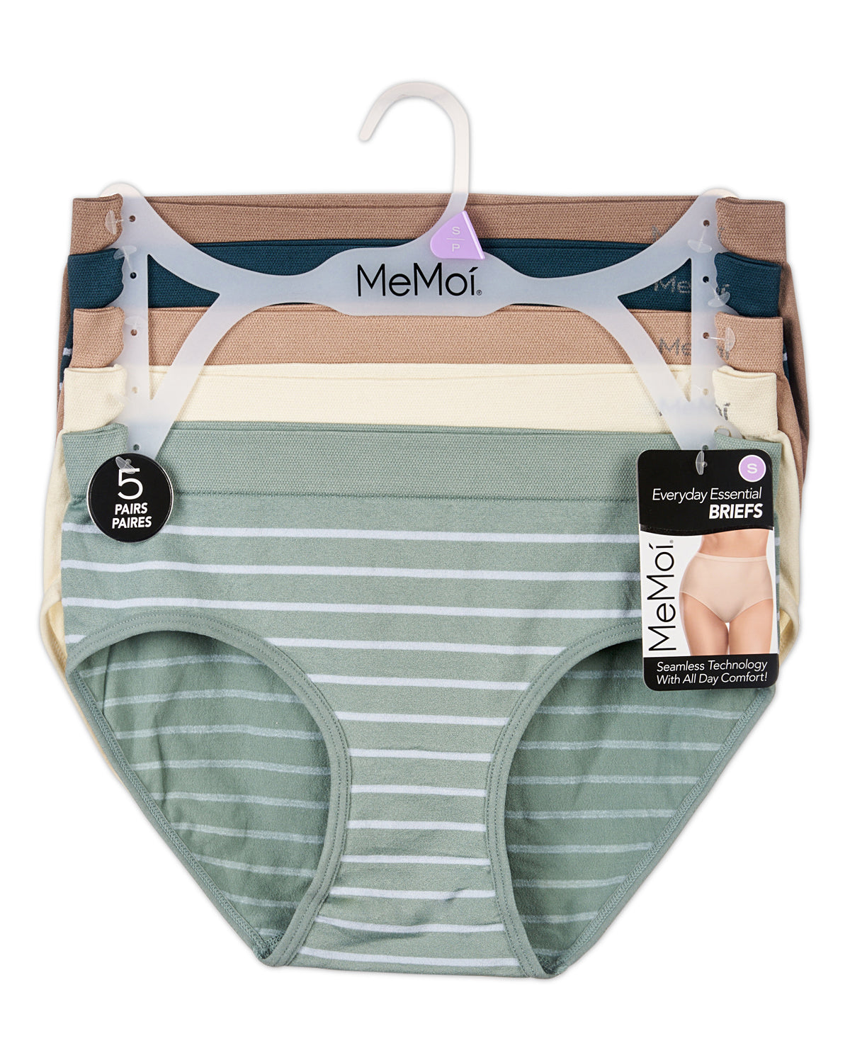 5 Pair Women's Seamless Solid-Color Tag-Free Brief Panties