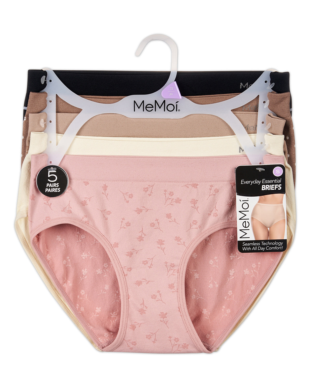 5 Pair Women's Seamless Solid-Color Tag-Free Brief Panties