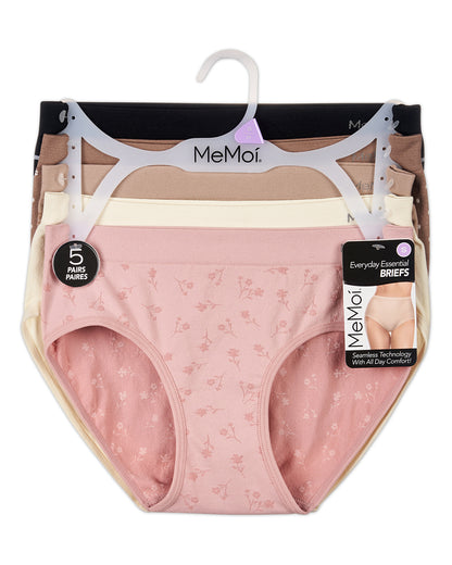 5 Pair Women's Seamless Solid-Color Tag-Free Brief Panties