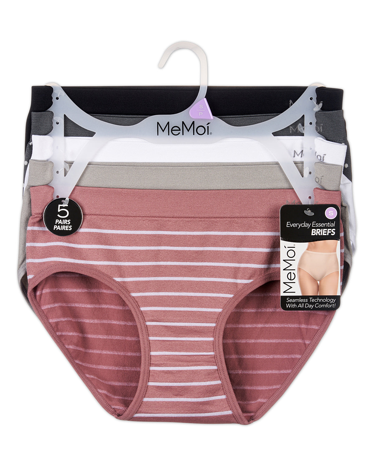 5 Pair Women's Seamless Solid-Color Tag-Free Brief Panties