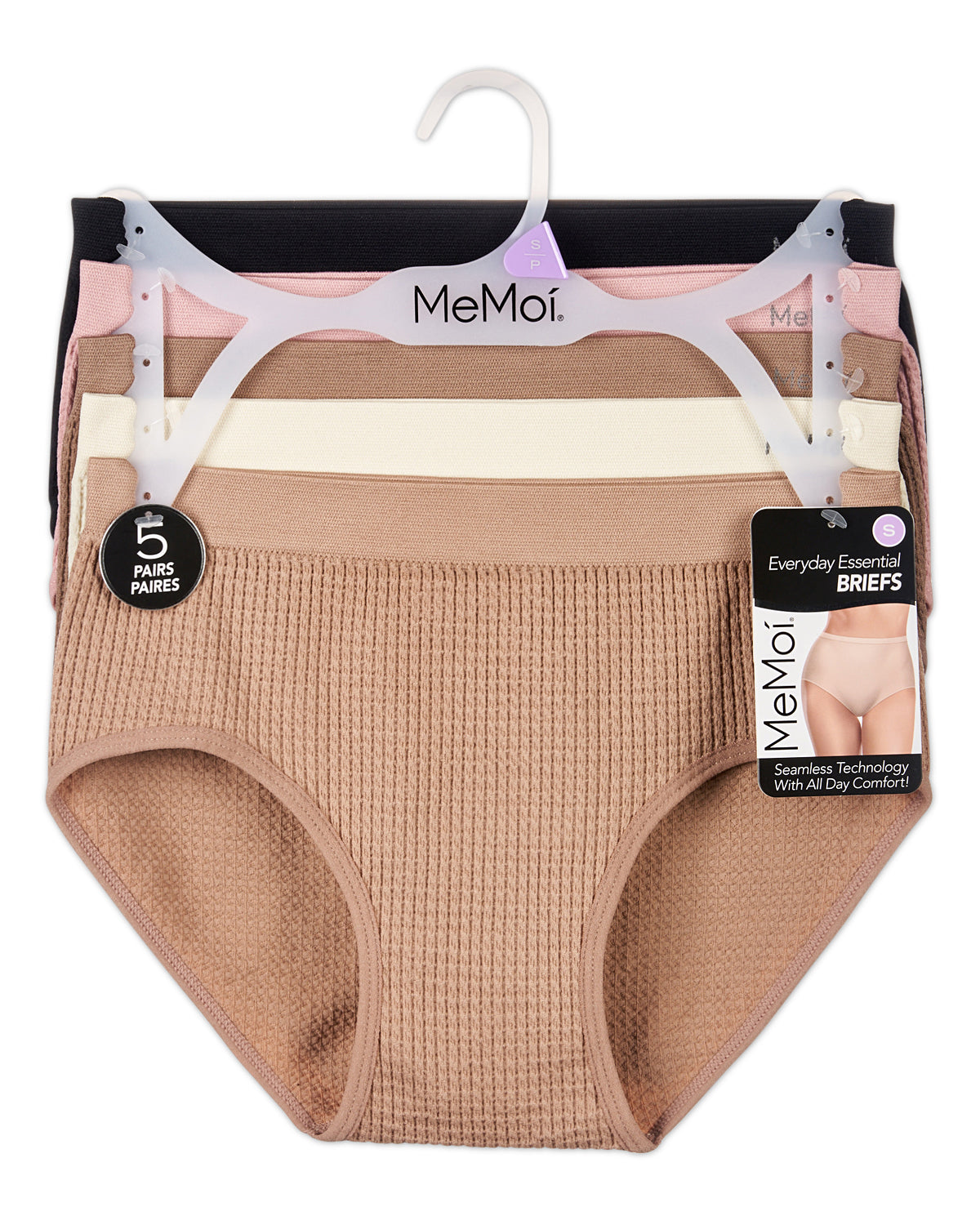 5 Pair Women's Seamless Solid-Color Tag-Free Brief Panties