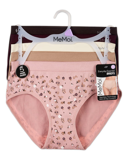 5 Pair Women's Seamless Solid-Color Tag-Free Brief Panties